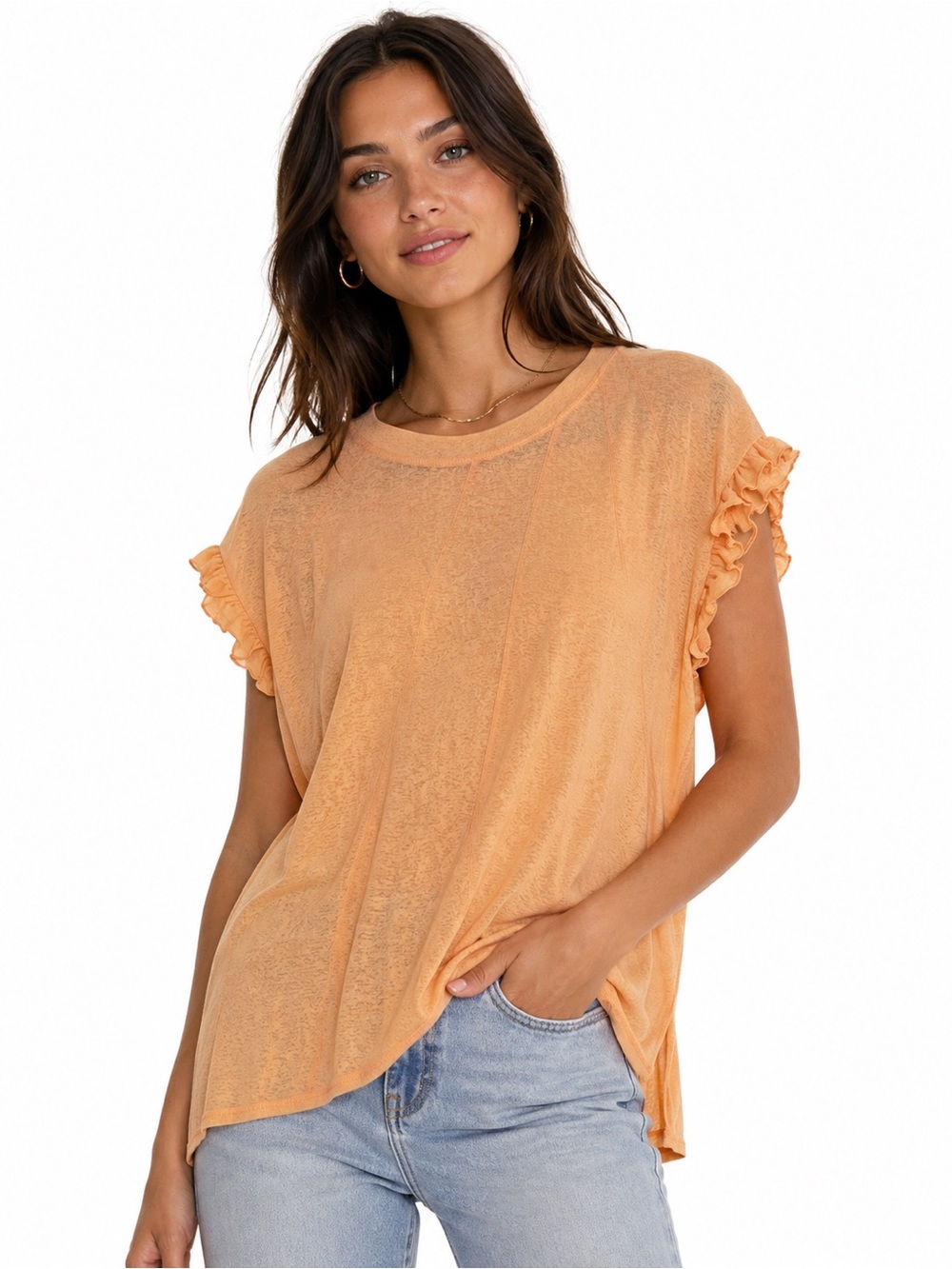 NWT Anthropologie Short Sleeve Ruffle Sleeve Top (Small)